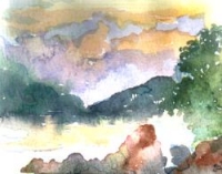 Praia Domingas Dias - Ubatuba - Aquarela - Sílvia Alves